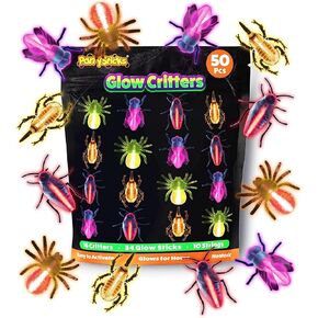 Partysticks Glow Critists for Easter -Glow Sticks Party Favors - Glow in the Dark Party Supplies - 50ct - Clear