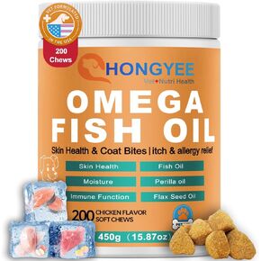 Care و Coat Care Omega 3 مضغ ناعم للحيوانات الأليفة -أسماك للكلاب البشرة الصحية | فرو لامع | ضد الحكة في شكل علاج ، الكل في 1 زيت