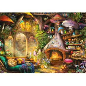 ألعاب Buffalo - Aimee Stewart - Merry Mushroom Cottage - Jigsaw Puzzle للبالغين - اللغز الصعبة المثالية لليالي اللعبة - الحجم النهائي هو 21.25 × 15.00