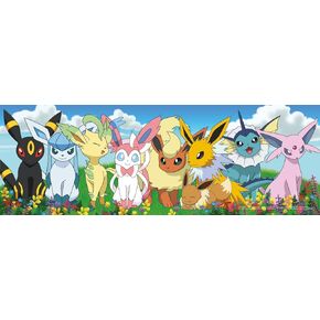 ألعاب Buffalo - Pokemon - 4 × 1 Multipack - Eevee Montage - لغز بانوراما متعدد القطاعات للبالغين - اللغز الذي يثقل بالتحديات مثالية لليالي اللعبة - الحجم النهائي يختلف