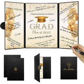 Darunaxy Black Gold Gold Augment Decorations ، Class of 2025 تهانينا لخريجي الخريجين بديل دفتر ضيف لرجال للرجال هدايا التخرج السعيد تهانينا