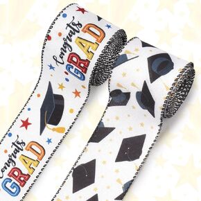 على حدة 2 PCS 2025 أشرطة التخرج تهانينا خريج أشرطة Grosgrain Decor Cap Printed Ribbon for Trevanize Glapp