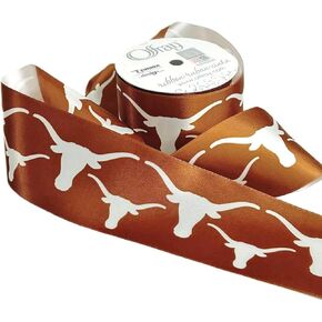 2.5" Texas Ribbon, Licensed by Offray Ribbon - Officially Licensed (Brown - 5 Yards (15 Feet))
