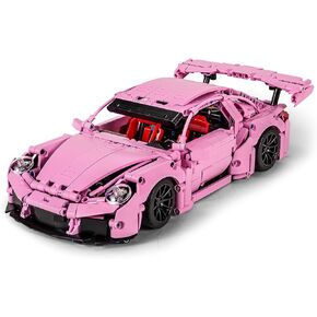 Pink Sports Car Building Blocks Set Toy, Collectible MOC Car Model, Building Blocks for Adults and Kids (1388 PCS)