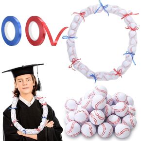33 PCS Baseball Lei Making Kit Terguation Candy Lei Tubing Baseball Baseball Senior Game Game Game Supplies with Mesh Diy Garland Facs