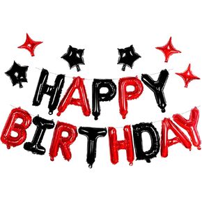 iPartycool 24pcs Happy Birthday Balloons, Birthday Decorations, 3D Gold Premium Foil Letter Happy Birthday Banner with 6pcs Star Balloons for Kids Men Women Adults Birthday Party Decorations Supplies