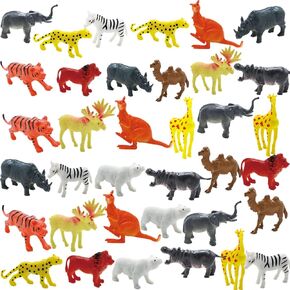 شخصيات Safari Animals ، 36pcs mini jungle Animal Toys التماثيل الصغيرة واقعية للحيوانات الصغيرة للأطفال الصغار ، التماثيل البرية المصغرة لصالح الحزب