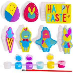ArtCreativity Easter Plaster Painting Kit - 17 Piece Set - Includes Easter-Inspired Designs, Paint, and Paintbrush - Fun Crafts for Kids - Activities for Boys and Girls Ages 3 and Up