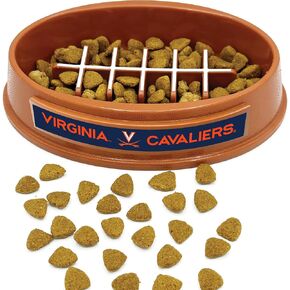 NCAA Super-Bowl - Virginia Cavaliers Slow Feeder Dog Bowl. Football Design Slow Feeding Cat Bowl for Healthy Digestion. Non-Slip Pet Bowl for Large & Small Dogs & Cats