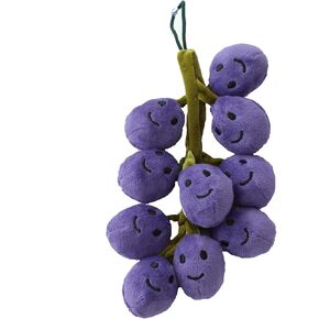 Marble Empire Grape Plush Toy Stuffed Fruit Plushies Grapes Ornaments Cute Car Accessories Rear View Mirror Hanging Decorations (Purple)