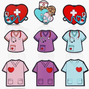 Nurse Silicone Focal Beads, 9PCS 3D Nurse Uniform Silicone Beads for Beaded Pens Keychain Making, DIY RN Week Gifts Bracelets Necklaces Crafts Supplies