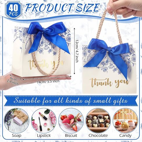 Moinchore 40 Pack Thank You Gift Bags with Handles Small Treat Boxes Thank You Party Favor Bags Mini Floral Gift Bags Bulk for Easter Wedding Birthday Party Supplies(Vintage Wild Floral) in Saudi Arabia
