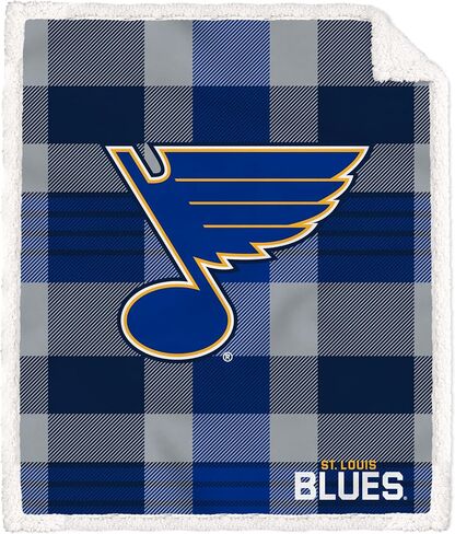 Pegasus Sports Officially Licensed NHL Plaid Steel Royal Plush Sherpa Blanket in Kuwait