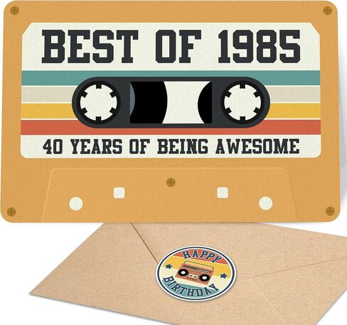 Unique Retro 50th Birthday Card for Men and Women, Aesthetic 50th Birthday Gifts for Him and Her, Cassette Tape Card for Bday Decoration, Best Vintage Gift Ideas for Mom, Dad, Friends, Colleagues in Kuwait