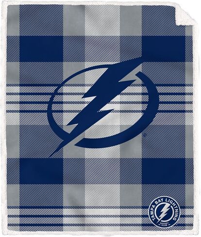 Pegasus Sports Officially Licensed NHL Plaid Steel Royal Plush Sherpa Blanket in Kuwait