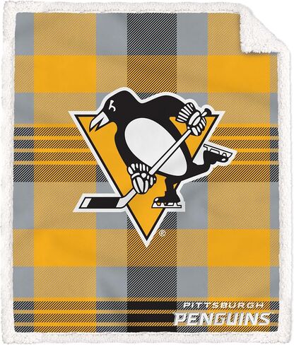 Pegasus Sports Officially Licensed NHL Plaid Steel Royal Plush Sherpa Blanket in Kuwait