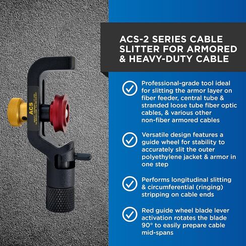 Miller ACS+ Series Cable Slitter for Armored Fiber Cable, Central Tube, and Stranded Loose Tube, Easily Portable Tool for Working Technicians, Electricians, and Installers, 10 Ounces in Kuwait