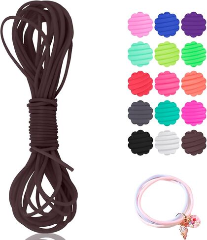 CAMAL 2mm Rubber Cord Hollow Pipe Barber Cords for Knitting, 5.5 Yards Rubber Hollow Tubing Cord Bead String for Bracelet Making, Bracelet, Necklaces, Hand Crafts (Coffee) in Kuwait