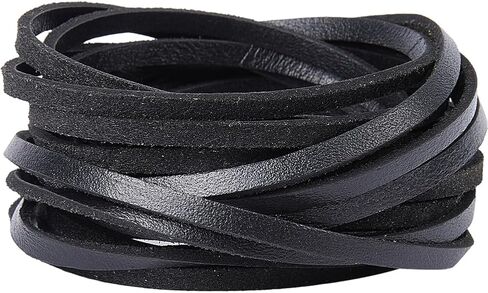 GORGECRAFT 5m*5mm*2mm Flat Leather Cord Genuine Leather Strips Cowhide Strings Braiding Thread Rope for Bracelets Necklace Jewelry Making Boot Lace DIY Crafts Tooling Workshop in Saudi Arabia