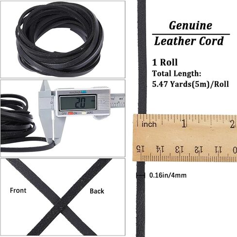 GORGECRAFT 5m*5mm*2mm Flat Leather Cord Genuine Leather Strips Cowhide Strings Braiding Thread Rope for Bracelets Necklace Jewelry Making Boot Lace DIY Crafts Tooling Workshop in Saudi Arabia