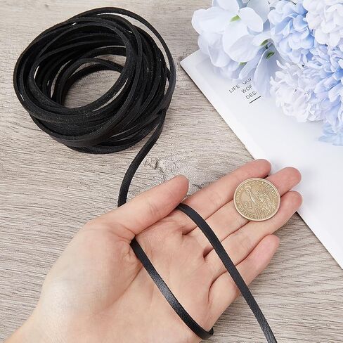 GORGECRAFT 5m*5mm*2mm Flat Leather Cord Genuine Leather Strips Cowhide Strings Braiding Thread Rope for Bracelets Necklace Jewelry Making Boot Lace DIY Crafts Tooling Workshop in Saudi Arabia