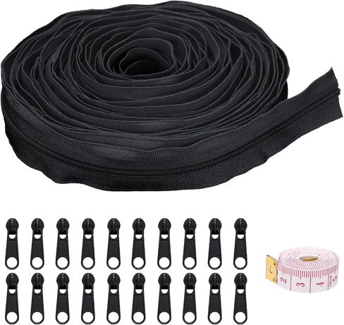 uxcell #3 10 Yards Nylon Coil Zippers, Bulk Coil Zipper by The Yards with 20 Pcs Zippers Sliders and Ruler for DIY Tailor Sewing Craft Bag Clothes, Navy Blue in Saudi Arabia