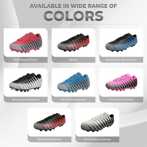 Vizari Bolt FG Red/Black/Silver Soccer Shoe, 3.5 US Unisex Big Kid in Kuwait