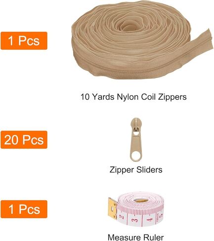 uxcell #3 10 Yards Nylon Coil Zippers, Bulk Coil Zipper by The Yards with 20 Pcs Zippers Sliders and Ruler for DIY Tailor Sewing Craft Bag Clothes, Navy Blue in Kuwait