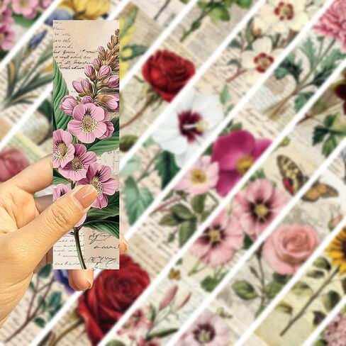 30PCS Nature Pictures of Flowers Paper Bookmarks for Book Lovers, Vintage Aesthetic Bookmark Simple Style Book Accessories Natural Style Book Marks,Boxed Bookmarks Set as Gifts for Students in Saudi Arabia