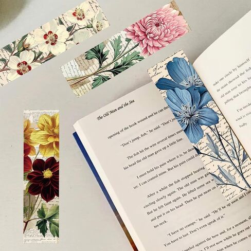 30PCS Nature Pictures of Flowers Paper Bookmarks for Book Lovers, Vintage Aesthetic Bookmark Simple Style Book Accessories Natural Style Book Marks,Boxed Bookmarks Set as Gifts for Students in Saudi Arabia