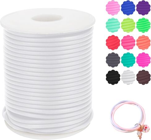 CAMAL 2mm Rubber Cord Hollow Pipe Barber Cords for Knitting, 5.5 Yards Rubber Hollow Tubing Cord Bead String for Bracelet Making, Bracelet, Necklaces, Hand Crafts (Coffee) in Kuwait