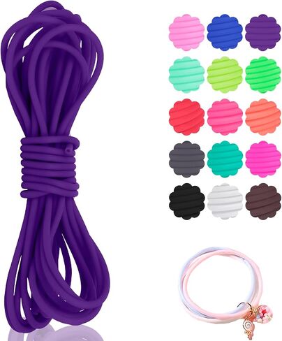 CAMAL 2mm Rubber Cord Hollow Pipe Barber Cords for Knitting, 5.5 Yards Rubber Hollow Tubing Cord Bead String for Bracelet Making, Bracelet, Necklaces, Hand Crafts (Coffee) in Kuwait