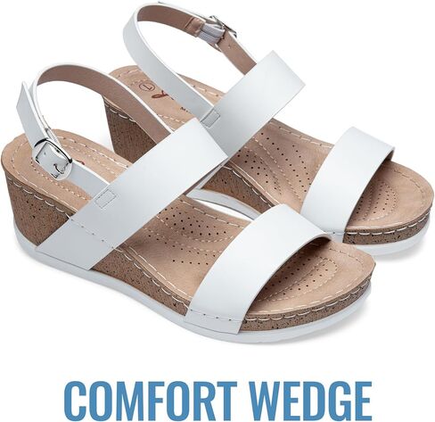 Jeossy Women's Platform Wedge Sandals, Open Toe Adjustable Ankle Strap | Comfortable dressy summer shoes,adjustable buckle and cushioned insole,cork-look style for casual outfits and vacations in Saudi Arabia