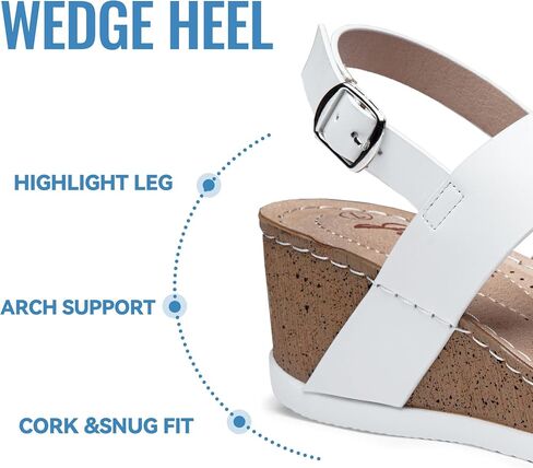 Jeossy Women's Platform Wedge Sandals, Open Toe Adjustable Ankle Strap | Comfortable dressy summer shoes,adjustable buckle and cushioned insole,cork-look style for casual outfits and vacations in Saudi Arabia