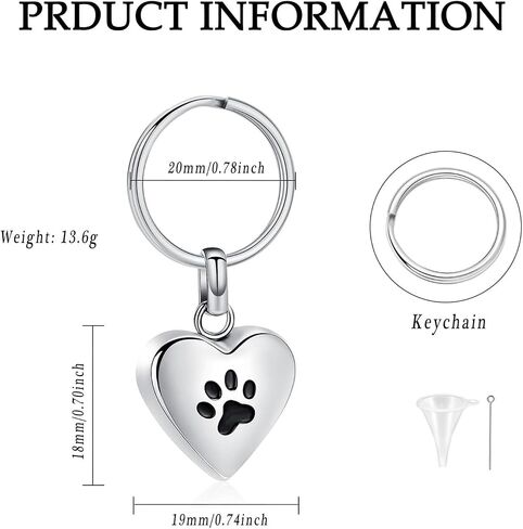 zeqingjw Pet Heart Cremation Jewelry for Ashes for Dog/Cat Paw Memorial Urn Keychain Urn Pendant Memorial Keepsake Jewelry in Kuwait