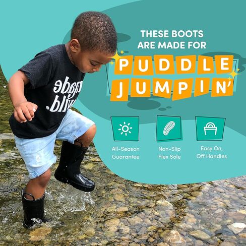 Lone Cone Elementary Collection - Premium Natural Rubber Rain Boots with Matte Finish for Toddlers and Kids, Chalkboard Black, 7 Toddler in Kuwait