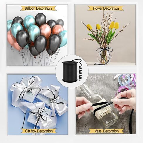 Black Curling Ribbon,500 Yards Ribbons for Crafts,1/5 Inch Ribbon,Balloon String, Party Decoration,Ribbons for Florist Flower Bows for Graduation Supplies in Kuwait