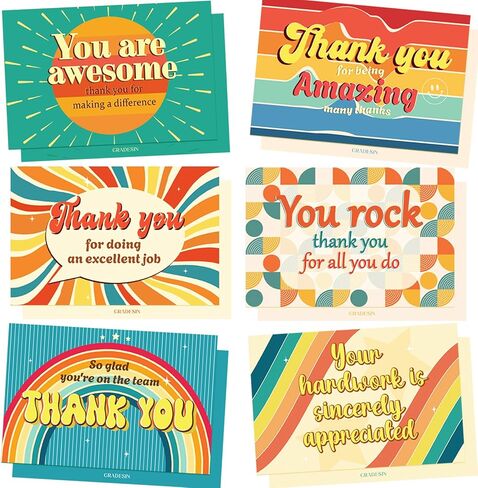 24 Pack Employee Appreciation Gifts Employee Thank you Cards with Envelopes & Stickers 4" x 6" Thank You Business Cards Staff Appreciation Gifts for Team Coworkers Employee Work Anniversary, 6 Designs in Saudi Arabia