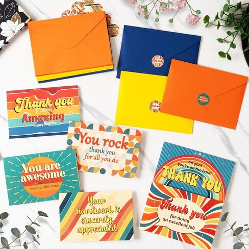 24 Pack Employee Appreciation Gifts Employee Thank you Cards with Envelopes & Stickers 4" x 6" Thank You Business Cards Staff Appreciation Gifts for Team Coworkers Employee Work Anniversary, 6 Designs in Saudi Arabia