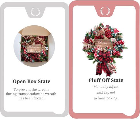 Idyllic Christmas Wreath for Front Door, 18" Winter Wreath with Merry Christmas Sign, Winter Decorations for Christmas Farmhouse Harvest Home Outdoor/Indoor in Kuwait