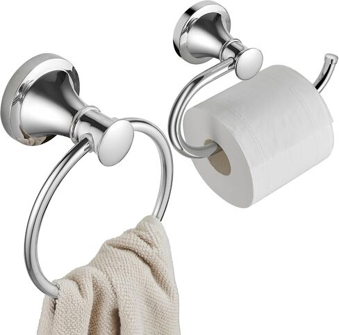 Hoimpro Oil Rubbed Bronze Towel Ring Toilet Paper Holder, Double Bathroom Hardware Set Fixtures Toilet Roll Tissue Holder, Hand Towel Bar Towel Rack Rv Accessories, Sus304 Stainless Steel, Wall Mount in Saudi Arabia