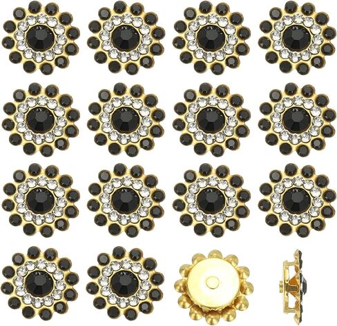 PATIKIL 100 Pcs Sew on Rhinestones, 14mm Flower Glass Rhinestones with Craft Gems Crystal Embellishments for Clothes Shoes Belt DIY Crafting Decoration, Black in Saudi Arabia