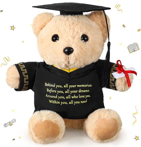 2025 Graduation Bear Graduation Gift Behind You All Your Memories Bear Class 2025 Graduation Plush Toy Stuffed Animal 9.84'' Inspirational Gift for Preschool High School University(Classic) in Saudi Arabia