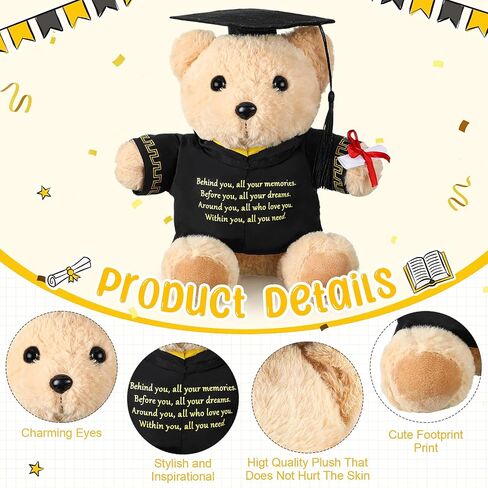 2025 Graduation Bear Graduation Gift Behind You All Your Memories Bear Class 2025 Graduation Plush Toy Stuffed Animal 9.84'' Inspirational Gift for Preschool High School University(Classic) in Saudi Arabia