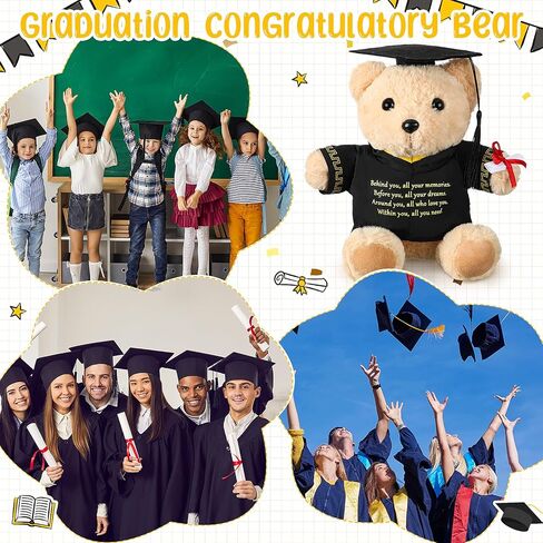 2025 Graduation Bear Graduation Gift Behind You All Your Memories Bear Class 2025 Graduation Plush Toy Stuffed Animal 9.84'' Inspirational Gift for Preschool High School University(Classic) in Saudi Arabia
