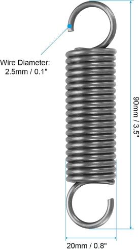 PATIKIL Extension Spring, 1pcs Wire Diameter 0.1", OD 0.8", Free Length 3.2" Spring Steel Dual Hook Tension Springs for Lawn Tractor Home Repairs DIY, Grey in Saudi Arabia
