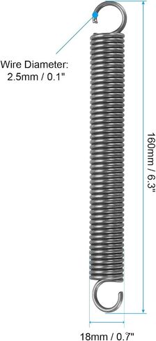PATIKIL Extension Spring, 1pcs Wire Diameter 0.1", OD 0.8", Free Length 3.2" Spring Steel Dual Hook Tension Springs for Lawn Tractor Home Repairs DIY, Grey in Saudi Arabia
