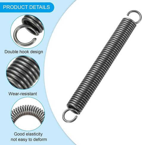 PATIKIL Extension Spring, 1pcs Wire Diameter 0.1", OD 0.8", Free Length 3.2" Spring Steel Dual Hook Tension Springs for Lawn Tractor Home Repairs DIY, Grey in Saudi Arabia