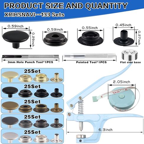 506PCS Stainless Steel Snaps, Heavy Duty Snap Fastener Tool, Canvas Snap Kit 5/8 inche Snap Fastener Kit, Snap Button Kit for Boat Cover, Repairing Boat Covers, Canvas, Sewing Tarps, Bag,Jeans,Clothes in Kuwait