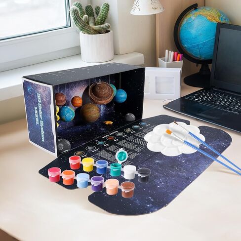 Pllieay Solar System Model Kit, Solar System Foam Ball Kit for Kids Science Project, Includes Small Light String, Foam Cylinder, Mixed Sized Foam Balls, Solar System Track Sticker and Bamboo Sticks in Kuwait
